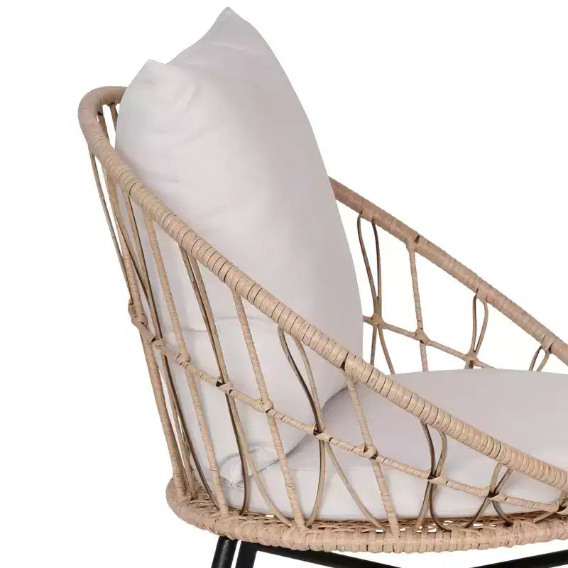 Flash Furniture Devon Set di 2 Sedie da Patio Moderne in Corda di Rattan Stile Papasan per Interni/Esterni, Rattan PE con Cuscini