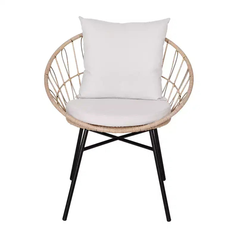 Flash Furniture Devon Set di 2 Sedie da Patio Moderne in Corda di Rattan Stile Papasan per Interni/Esterni, Rattan PE con Cuscini