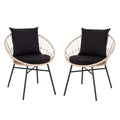 Flash Furniture Devon Set di 2 Sedie da Patio Moderne in Corda di Rattan Stile Papasan per Interni/Esterni, Rattan PE con Cuscini