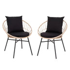 Flash Furniture Devon Set di 2 Sedie da Patio Moderne in Corda di Rattan Stile Papasan per Interni/Esterni, Rattan PE con Cuscini