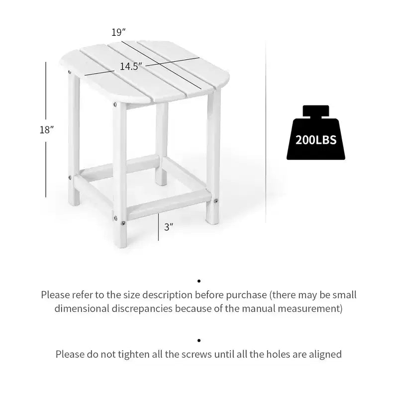 Costway 2PCS 18'' Patio Adirondack Side Table Weather Resistant Garden Yard White