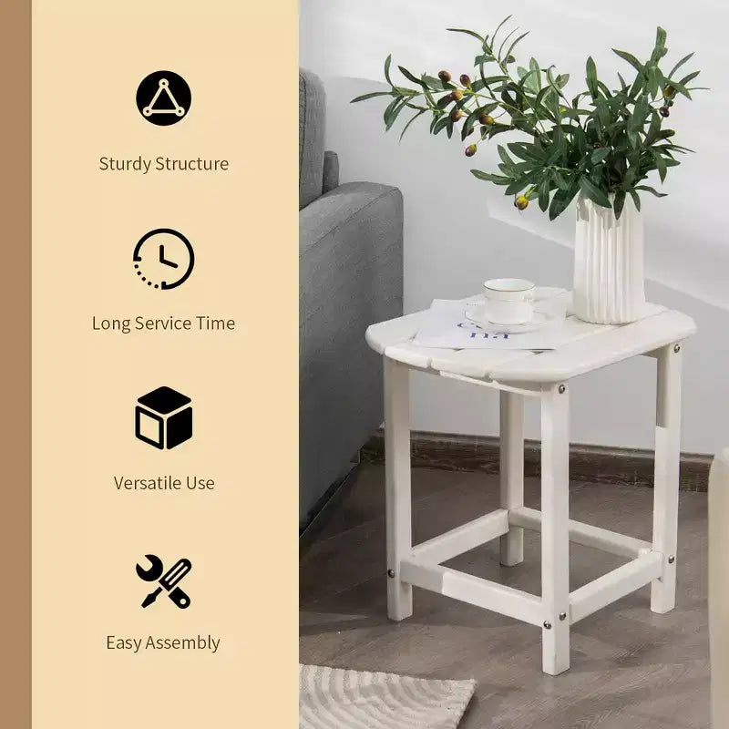 Costway 2PCS 18'' Patio Adirondack Side Table Weather Resistant Garden Yard White