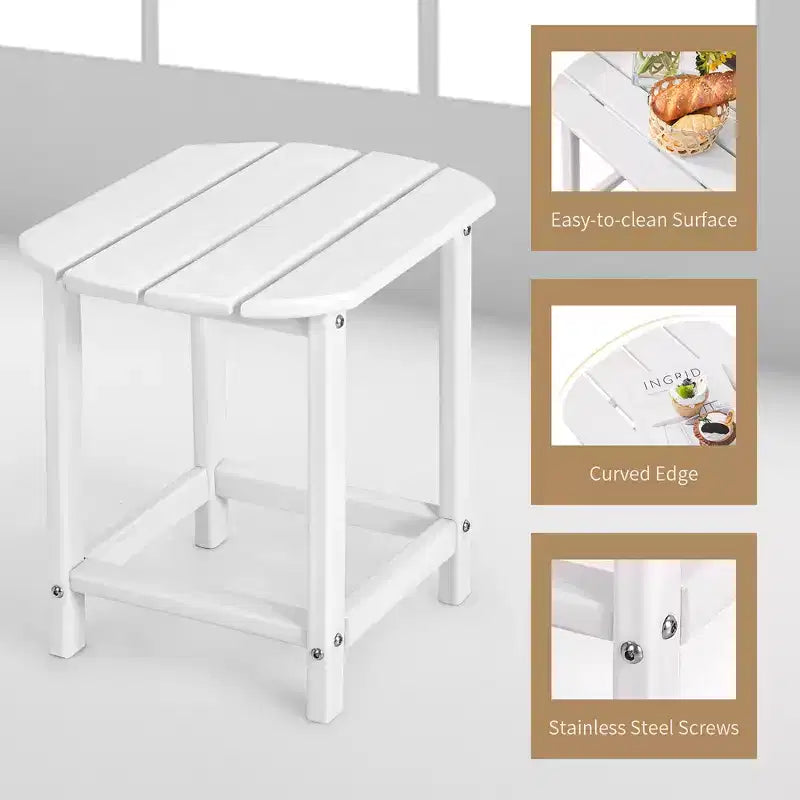 Costway 2PCS 18'' Patio Adirondack Side Table Weather Resistant Garden Yard White