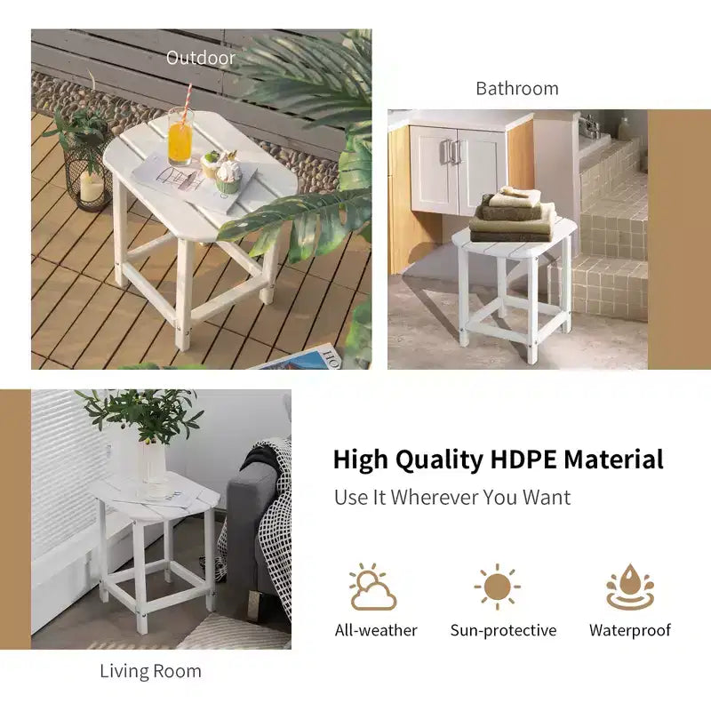 Costway Tavolino Adirondack da Giardino 18'' per Patio Resistente alle Intemperie Bianco