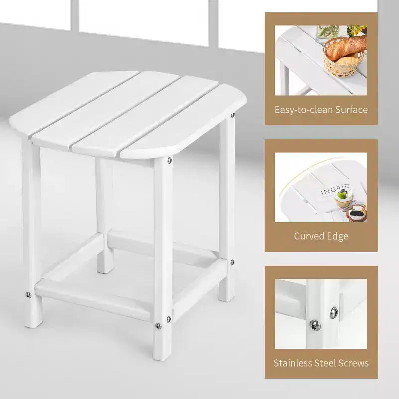 Costway Tavolino Adirondack da Giardino 18'' per Patio Resistente alle Intemperie Bianco