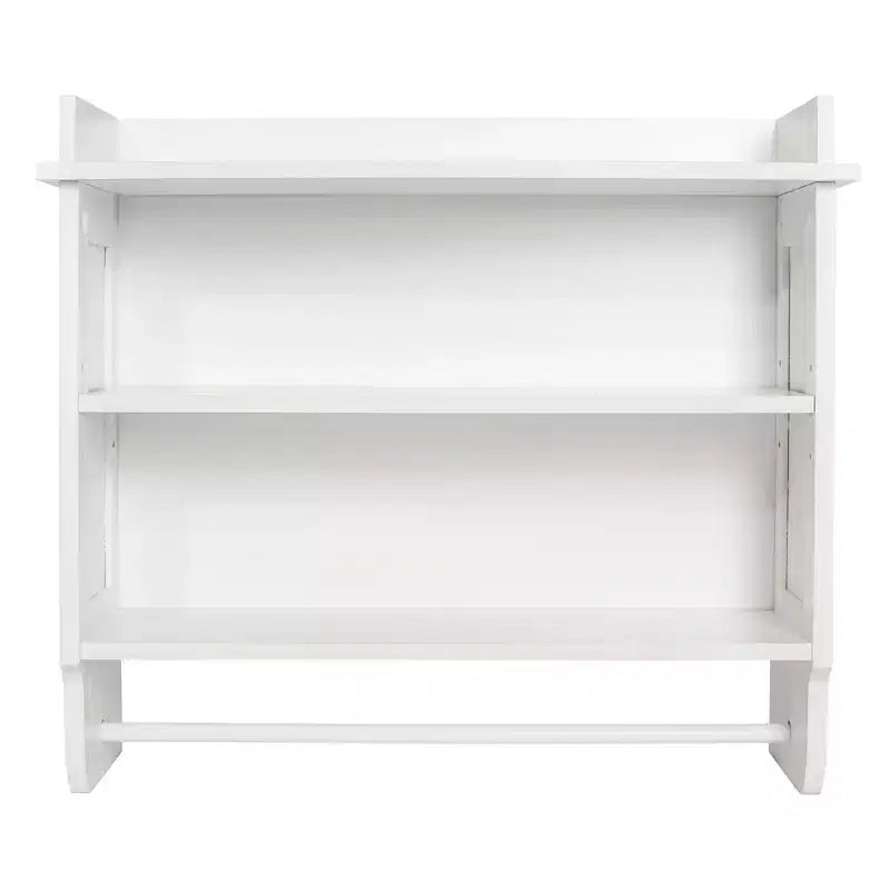 Redmon Mensole Galleggianti da Parete e Soffitto in Legno Verniciato Stile Rustico Contemporaneo con Portasciugamani, Facile Montaggio e Ripiano Centrale Regolabile, Bianco