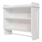 Redmon Mensole Galleggianti da Parete e Soffitto in Legno Verniciato Stile Rustico Contemporaneo con Portasciugamani, Facile Montaggio e Ripiano Centrale Regolabile, Bianco