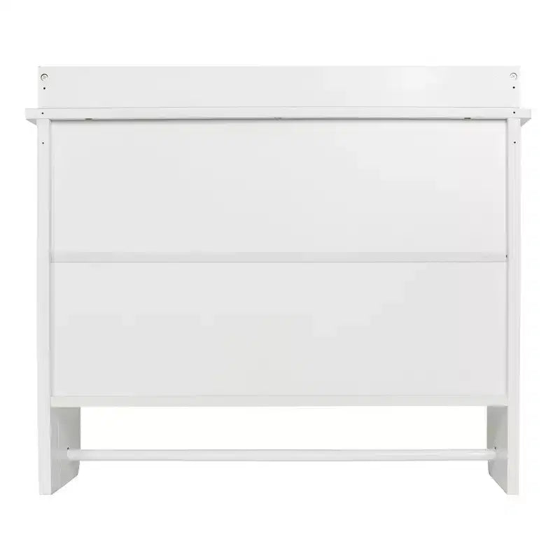 Redmon Mensole Galleggianti da Parete e Soffitto in Legno Verniciato Stile Rustico Contemporaneo con Portasciugamani, Facile Montaggio e Ripiano Centrale Regolabile, Bianco