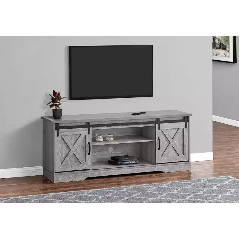 Wood Look TV Stand for TVs up to 60 with Barn Style Sliding Doors - EveryRoom