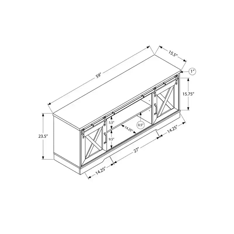 Wood Look TV Stand for TVs up to 60 with Barn Style Sliding Doors - EveryRoom