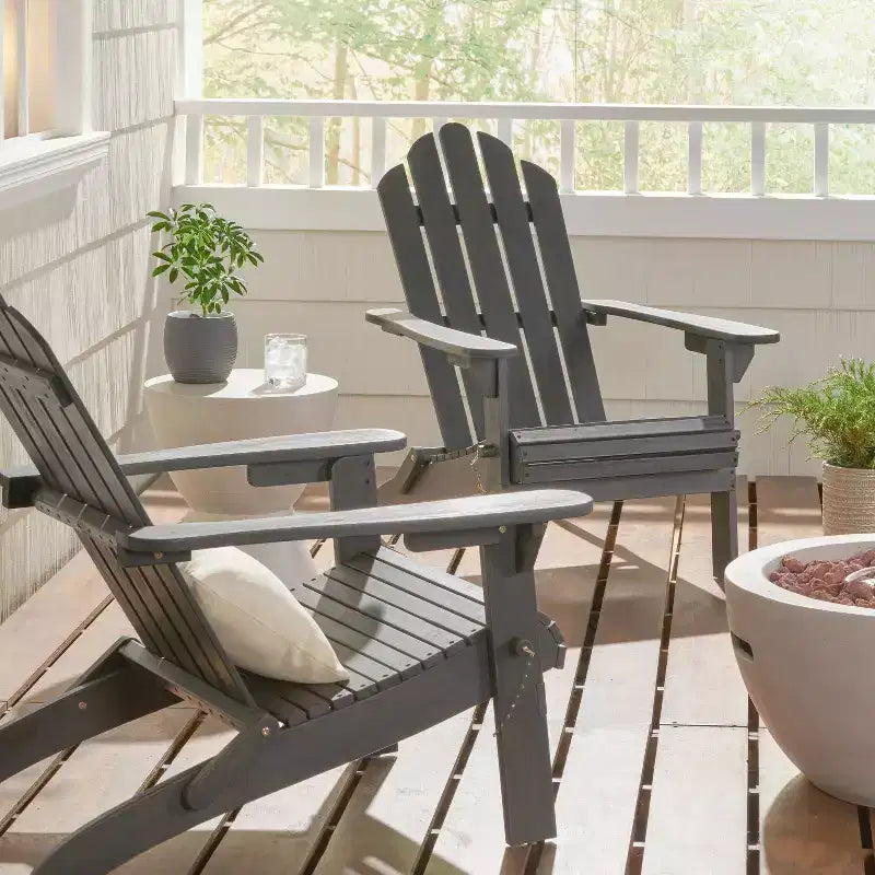 2pk Hazel Outdoor Acacia Wood Foldable Adirondack Chairs - Christopher Knight Home