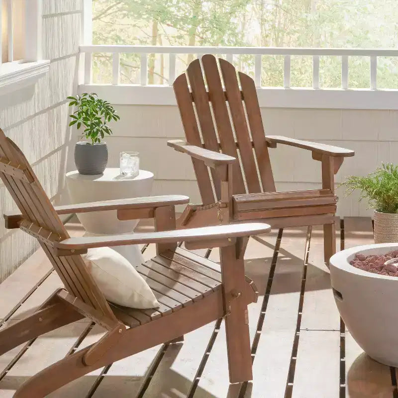 2pk Hazel Outdoor Acacia Wood Foldable Adirondack Chairs - Christopher Knight Home