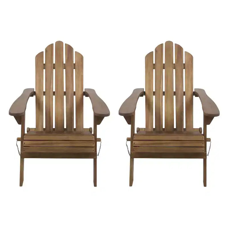 2pk Hazel Outdoor Acacia Wood Foldable Adirondack Chairs - Christopher Knight Home