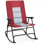 Sedia a dondolo imbottita pieghevole Costway, sedia da campeggio portatile con schienale e braccioli, rossa/blu