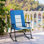 Sedia a dondolo imbottita pieghevole Costway, sedia da campeggio portatile con schienale e braccioli, rossa/blu