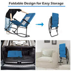 Sedia a dondolo imbottita pieghevole Costway, sedia da campeggio portatile con schienale e braccioli, rossa/blu