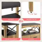 Bestier Rustic Storage Cabinet Organizer Table with 2 Display Shelves and 5 Drawers for Living Room, Office, Bedroom, or Hallway, Brown