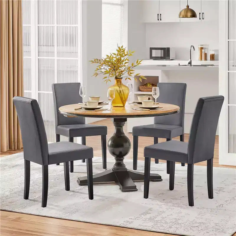 Yaheetech 4pcs High Back Padded Dining Chairs With Wood Legs for Home Restaurants