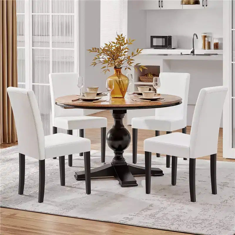 Yaheetech 4pcs High Back Padded Dining Chairs With Wood Legs for Home Restaurants