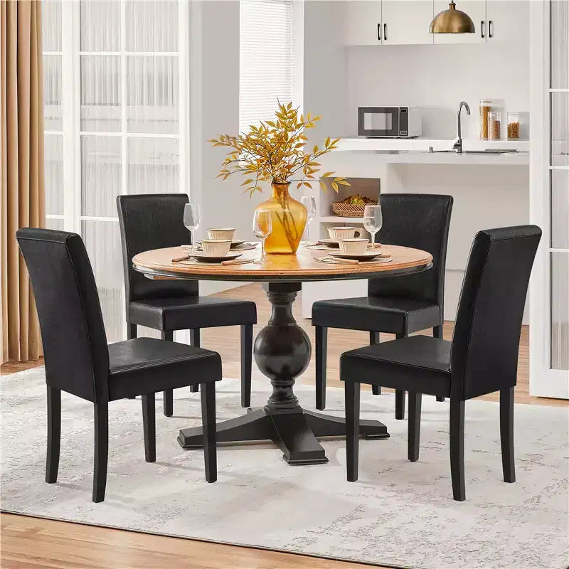 Yaheetech 4pcs High Back Padded Dining Chairs With Wood Legs for Home Restaurants