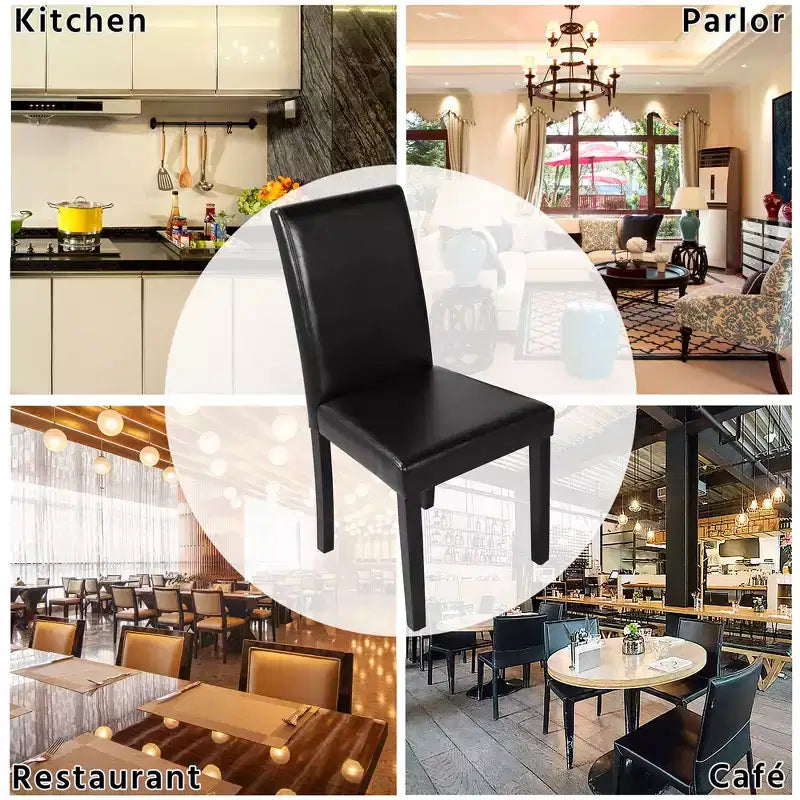 Yaheetech 4pcs High Back Padded Dining Chairs With Wood Legs for Home Restaurants