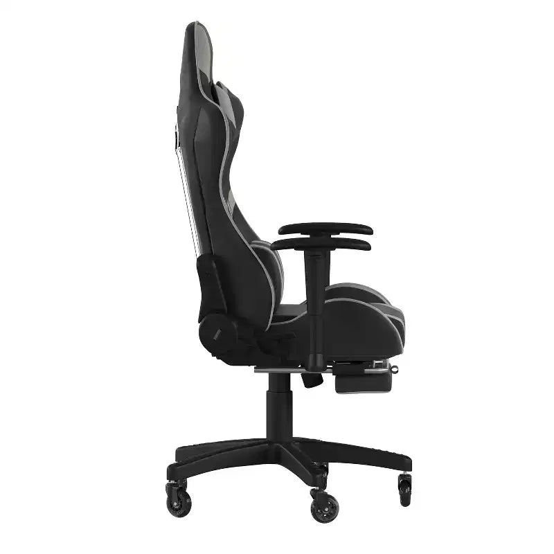 Flash Furniture X30 Gaming Chair Racing Computer Chair with Reclining Back, Slide-Out Footrest, and Transparent Roller Wheels