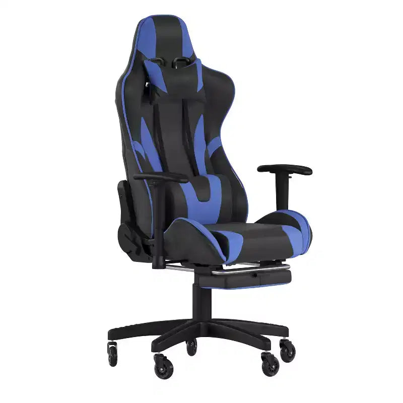 Flash Furniture Sedia da Gaming X30, Sedia da Computer Racing con Schienale Inclinabile, Poggiapiedi Estraibile e Ruote Trasparenti