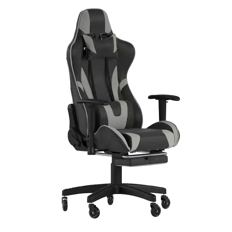 Flash Furniture Sedia da Gaming X30, Sedia da Computer Racing con Schienale Inclinabile, Poggiapiedi Estraibile e Ruote Trasparenti