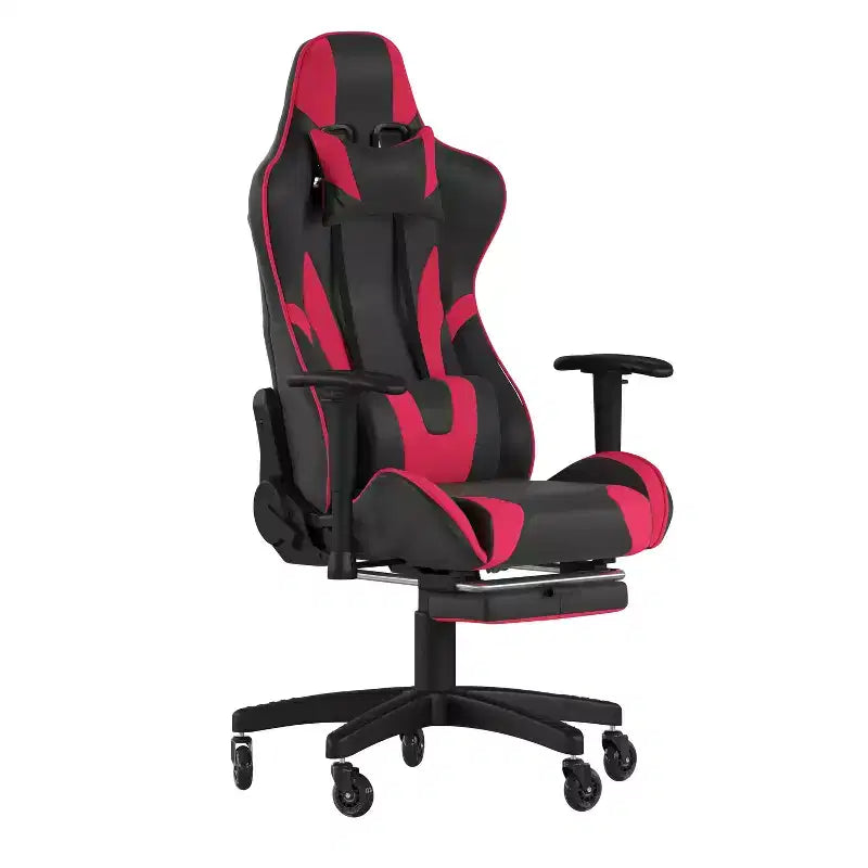 Flash Furniture Sedia da Gaming X30, Sedia da Computer Racing con Schienale Inclinabile, Poggiapiedi Estraibile e Ruote Trasparenti