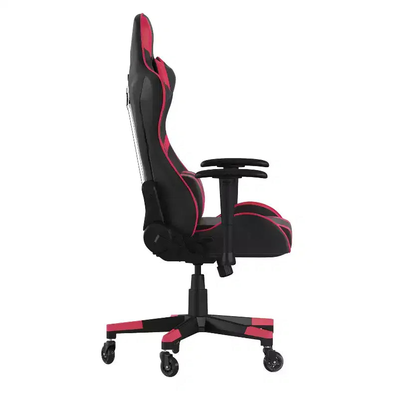Flash Furniture X20 Gaming Chair Racing Office Computer PC Adjustable Chair with Reclining Back and Transparent Roller Wheels