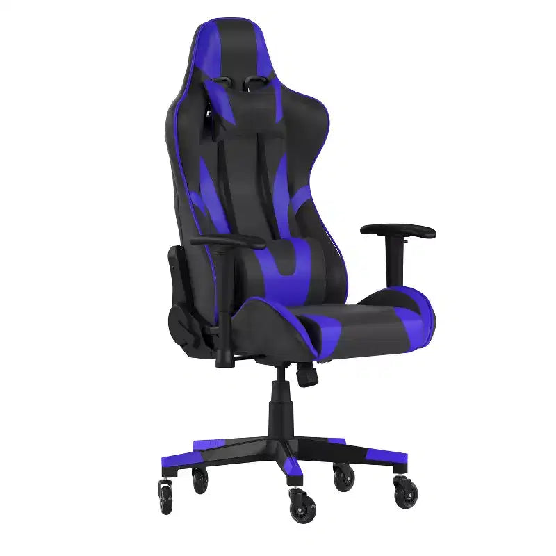 Flash Furniture X20 Sedia da gaming, sedia da ufficio da corsa per computer PC, regolabile con schienale reclinabile e ruote trasparenti