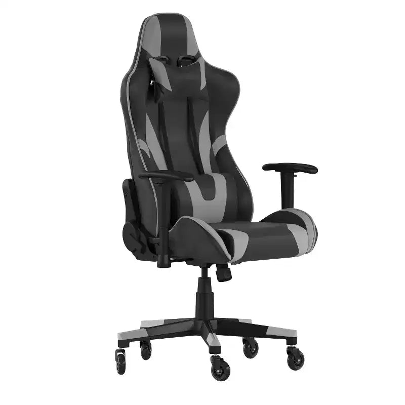 Flash Furniture X20 Sedia da gaming, sedia da ufficio da corsa per computer PC, regolabile con schienale reclinabile e ruote trasparenti