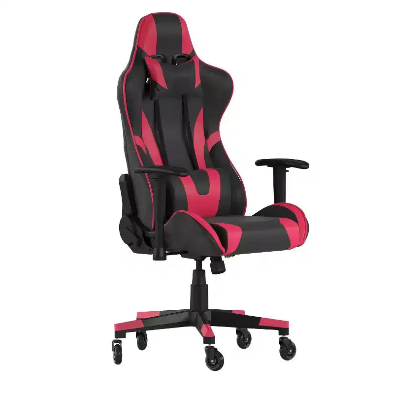 Flash Furniture X20 Sedia da gaming, sedia da ufficio da corsa per computer PC, regolabile con schienale reclinabile e ruote trasparenti