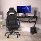 Flash Furniture X40 Gaming Chair Racing Computer Chair with Fully Reclining Back/Arms and Transparent Roller Wheels, Slide-Out Footrest