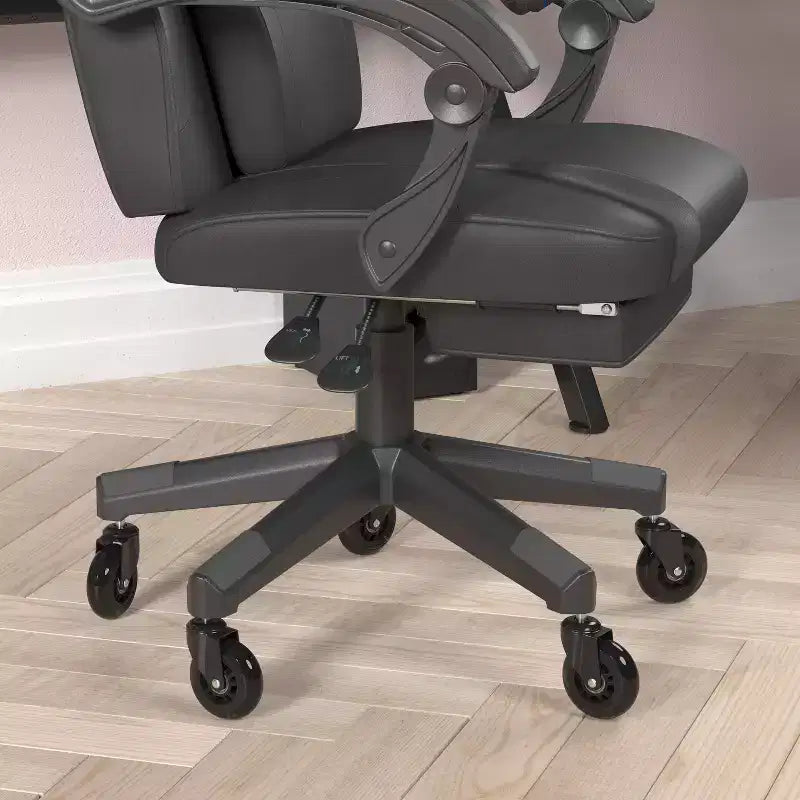 Flash Furniture X40 Gaming Chair Racing Computer Chair with Fully Reclining Back/Arms and Transparent Roller Wheels, Slide-Out Footrest