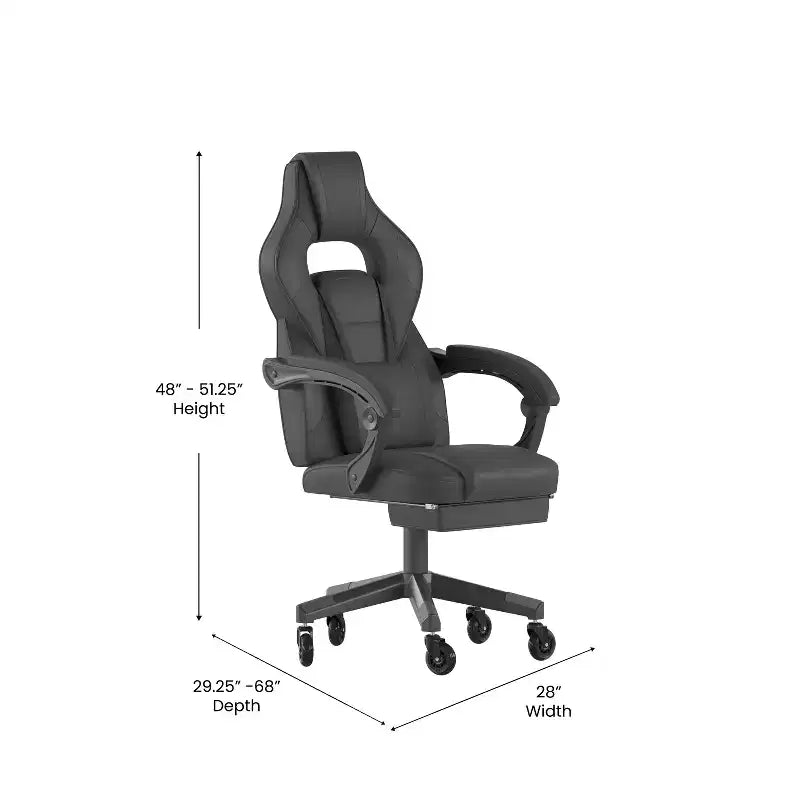 Flash Furniture X40 Gaming Chair Racing Computer Chair with Fully Reclining Back/Arms and Transparent Roller Wheels, Slide-Out Footrest