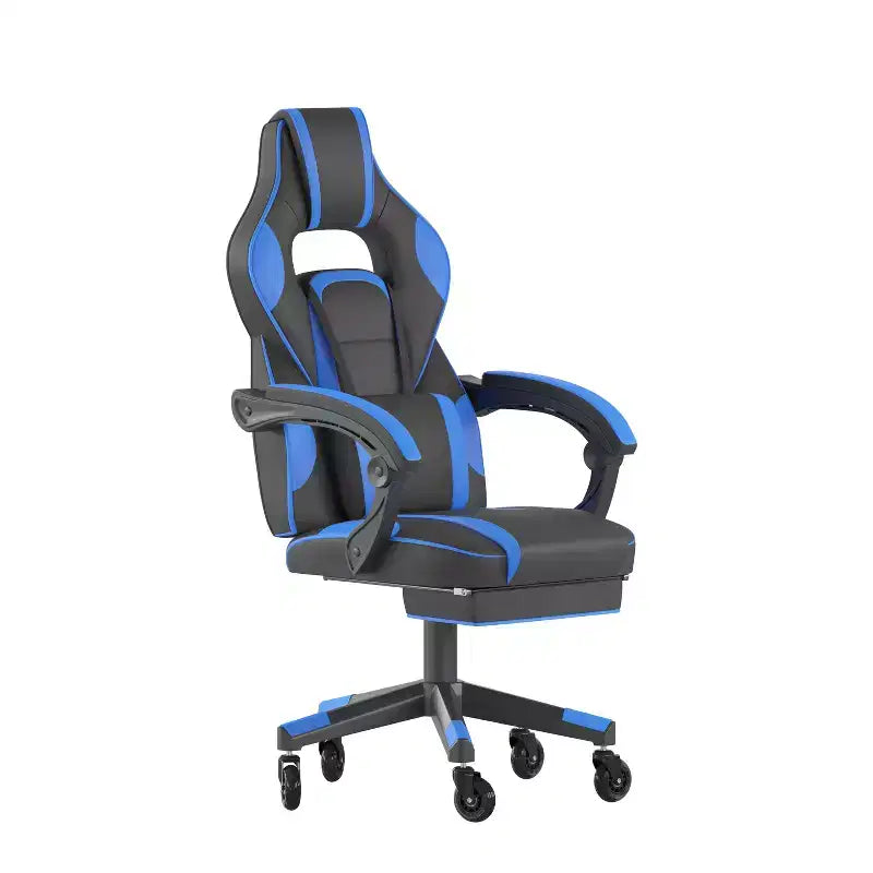 Flash Furniture X40 Sedia da Gaming da Corsa con Schienale/Braccioli Completamente Reclinabili e Ruote Trasparenti, Poggiapiedi Estraibile