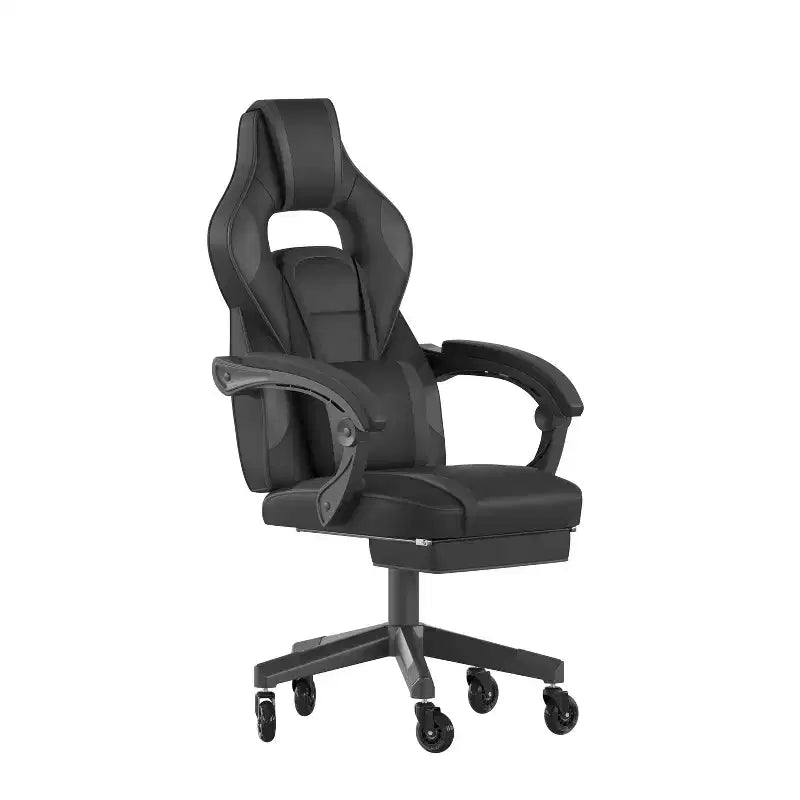 Flash Furniture X40 Sedia da Gaming da Corsa con Schienale/Braccioli Completamente Reclinabili e Ruote Trasparenti, Poggiapiedi Estraibile