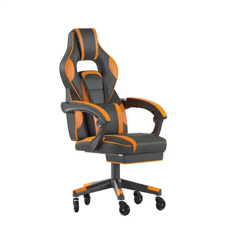 Flash Furniture X40 Sedia da Gaming da Corsa con Schienale/Braccioli Completamente Reclinabili e Ruote Trasparenti, Poggiapiedi Estraibile