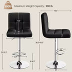 Yaheetech 2pcs Adjustable PU Leather Swivel Stool Armless Chairs with Bigger Base