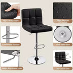 Yaheetech 2pcs Adjustable PU Leather Swivel Stool Armless Chairs with Bigger Base