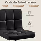 Yaheetech 2pcs Adjustable PU Leather Swivel Stool Armless Chairs with Bigger Base