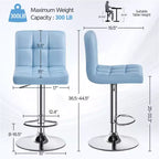 Yaheetech 2pcs Adjustable PU Leather Swivel Stool Armless Chairs with Bigger Base