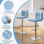 Yaheetech 2pcs Adjustable PU Leather Swivel Stool Armless Chairs with Bigger Base