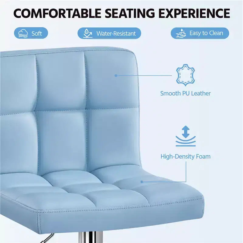 Yaheetech 2pcs Adjustable PU Leather Swivel Stool Armless Chairs with Bigger Base