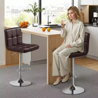 Yaheetech 2pcs Adjustable PU Leather Swivel Stool Armless Chairs with Bigger Base