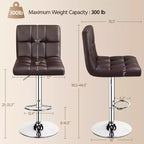 Yaheetech 2pcs Adjustable PU Leather Swivel Stool Armless Chairs with Bigger Base