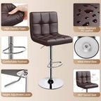 Yaheetech 2pcs Adjustable PU Leather Swivel Stool Armless Chairs with Bigger Base