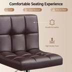 Yaheetech 2pcs Adjustable PU Leather Swivel Stool Armless Chairs with Bigger Base