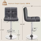 Yaheetech 2pcs Adjustable PU Leather Swivel Stool Armless Chairs with Bigger Base